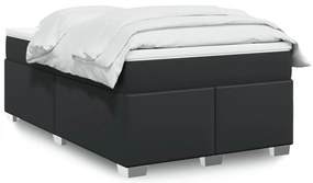 vidaXL Pat box spring cu saltea, negru, 120x190 cm, piele ecologică
