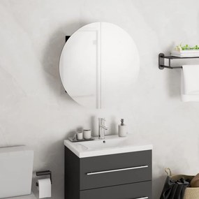 345580 vidaXL Dulap de baie cu oglindă rotundă și LED, negru, 40x40x17,5 cm