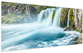 Tablou - Stânci și cascade (120x50 cm)