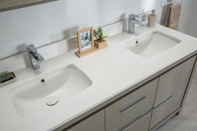 Set Mobilier Baie Superior 60, Include Dulap Baza cu Lavoar Dublu și 2 Oglinzi, 150 cm, Gri