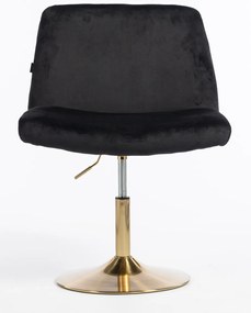 HR150N Scaun Neagră din Catifea cu Bază Aurie