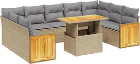 vidaXL Set canapele de grădină cu perne, 10 piese, bej, poliratan