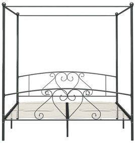 Cadru de pat cu baldachin, gri, 180 x 200 cm, metal Gri, 180 x 200 cm
