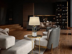 Lampa de masa din rasina Ocean crom cu foita aurie