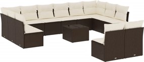 vidaXL Set canapele de grădină cu perne, 13 piese, maro, poliratan