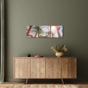 Tablou - palmier cu bazin (cu ceas) (90x30 cm)