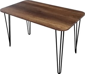 Set masa cu 4 scaune metal, Dream Homs, nuc/negru 70 x 110 cm