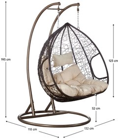 Fotoliu dublu suspendat Deber (cupru + maro + crem) . 1116293