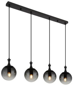 Lustra suspendata design modern DALTON 4L negru/fumuriu