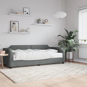vidaXL Pat de zi cu saltea, gri închis, 90x190 cm, textil