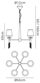 Candelabru elegant cu 6 brate Tiffany alama antique/ abajur soft bronz