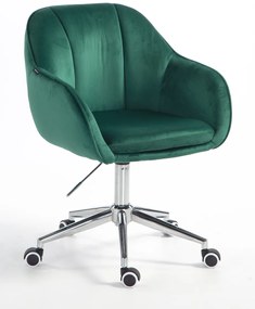 HR2055K Scaun Verde din Catifea cu Bază Cromata