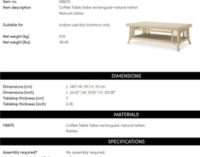 Masuta de cafea din ratan natural design LUX Saba