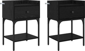 vidaXL Noptieră 2 pcs Stejar Negru 40 x 29 x 60 cm Lemn compozit