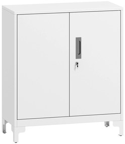 HOMCOM Mobilier de birou cu 3 rafturi, 2 uși și chei, 80x35x91 cm, Alb | Aosom Romania