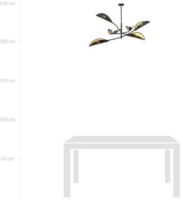 Lustră pe tijă LOTUS 6xE14/10W/230V negru/auriu