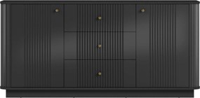 Comodă cu sertare pe soclu Vesper 160 cm - negru / mânere aurii