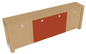 Dulap mic Verno+ 260 x 46 x 90 cm, uși combinate, stejar deschis / portocaliu