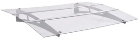 vidaXL Copertină de ușă argintiu și transparent 120x90 cm policarbonat