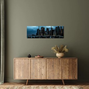 Tablou - Privire spre Zgârâie nori din New York (cu ceas) (90x30 cm)