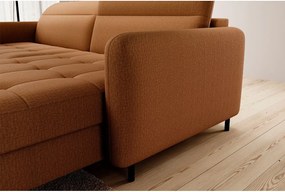 Colțar galben extensibil/cu spațiu de depozitare cu tapițerie din catifea (cu colț pe partea dreaptă/cu șezlong) Gomsi – ELTAP