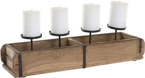 Suport lumânări decorativ ,natur din lemn de tec si metal, "Fjell"