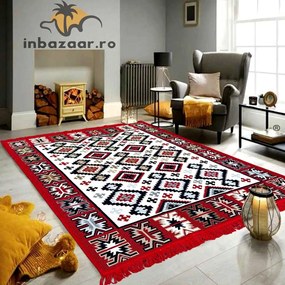 Covor rustic traditional 80x200 cm Rosu