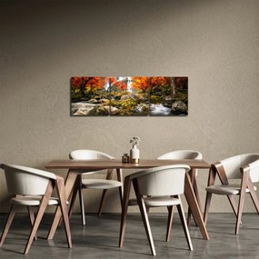 Tablou - Cascade în peisaj de toamnă, portocaliu (cu ceas) (90x30 cm)