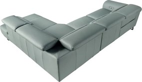 Coltar LUX design italian cu sezlong dreapta si functia relax Cowhide verde turcoaz