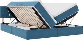vidaXL Pat cu storage cu saltea Albastru închis 100 x 200 cm
