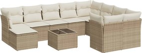 vidaXL Set canapele de grădină cu perne, 11 piese, bej, poliratan
