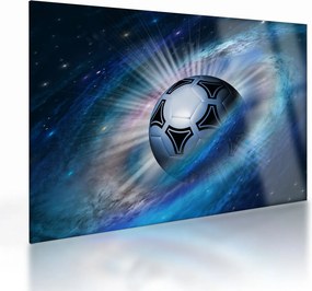 Tablou pe sticlă - Fotbal în spațiu (70x50 cm)