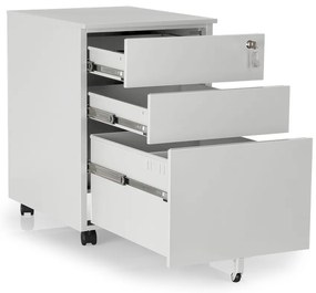 Comodă metalică 40 x 50 x 61 cm - 3 sertare, gri - ral 7035