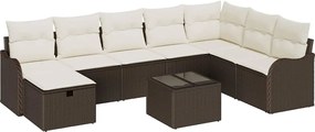 vidaXL Set de canapele pentru grădină cu pernă 9 pcs Maro Rattan poli