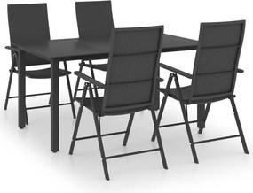 vidaXL Set mobilier de grădină, 5 piese, negru