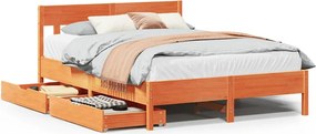 vidaXL Cadru de pat fără saltea, maro ceruit 150x200 cm lemn masiv pin