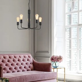 Lustră pe lanț TIFFANY 5xE27/60W/230V neagră