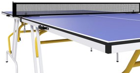 SPORTNOW Masa de Tenis de Masă pliabilă, inclusiv 2 rachete, 3 mingi, plasă, interior și exterior, cadru metalic, 274x152x76cm, Albastru | Aosom Romania