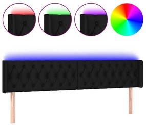 3123596 vidaXL Tăblie de pat cu LED, negru, 203x16x78/88 cm, textil