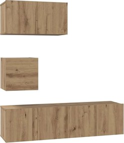 vidaXL Set comodă TV Pe perete 4 pcs Stejar Artizanal Lemn compozit