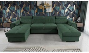 Rozk. canapea colț universal în U cu spațiu depozitare SALVADA verde