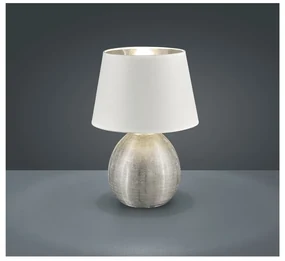 Veioză din ceramică și pânză Trio Luxor, înălțime 35 cm, alb