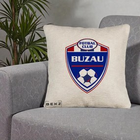 Perna Personalizata FC Buzau Fotbal, 40x40 cm, Bej Canapea, Husa Detasabila, Perna Inclusa, BEKZ®