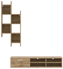 Perete de living KATHI 150 cm, decor stejar