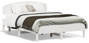 3207226 vidaXL Cadru de pat cu tăblie, alb, 140x190 cm, lemn masiv de pin