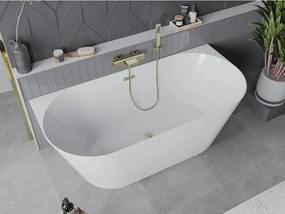 Mexen Oval Slim cadă de baie independentă montată pe perete 170 x 80 cm, albă, preaplin auriu periat - 52661708000-55