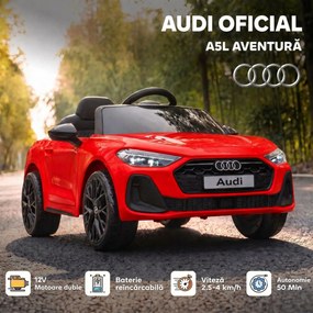 AIYAPLAY Mașină Electrică pentru Copii 12V Audi A5L cu Telecomandă, Baterie cu Litiu, 2 Motoare, Telecomandă, Roșu | Aosom Romania