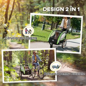 HOMCOM Remorcă Bicicletă pentru Copii, Design 2 în 1 cu Frână și Centură de Siguranță, 142x75x101 cm, Albastru | Aosom Romania