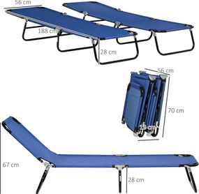 Outsunny Set de 2 șezlonguri pliante pentru grădină cu spătar reglabil în 5 poziții până la 120kg | Aosom Romania