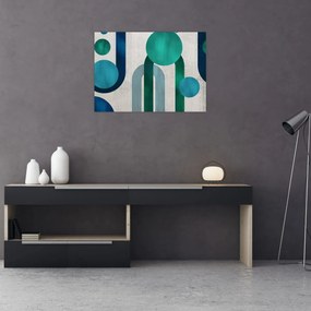 Tablou pe sticlă - Linii și forme circulare (70x50 cm)